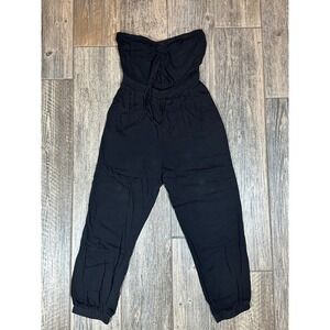 Le Lis Collection Womens Jumpsuit Strapless Drawstring Black Size M Medium‎